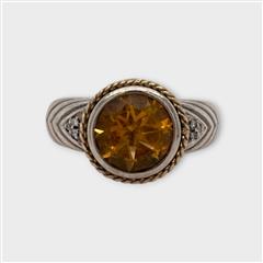 Andrea Candela 18K & Sterling Silver Citrine Stone Ring - Size 7